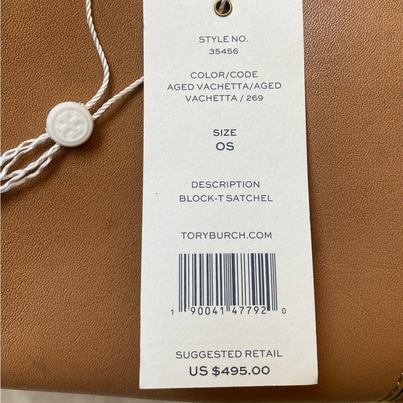 Tory Burch Classic Block-T Structured Leather Flap Closure  Satchel Crossbody - Picture 7 of 16